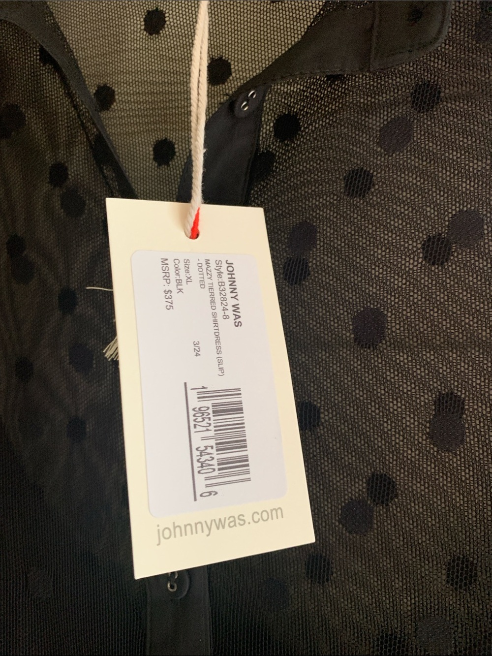 Johnny Was Black Sheer Polka Dot Maxi Dress - Picture 3 of 8
